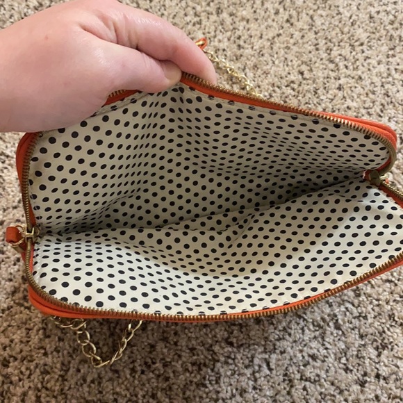 Orange fold over crossbody with gold hardware - gently used - Picture 7 of 11